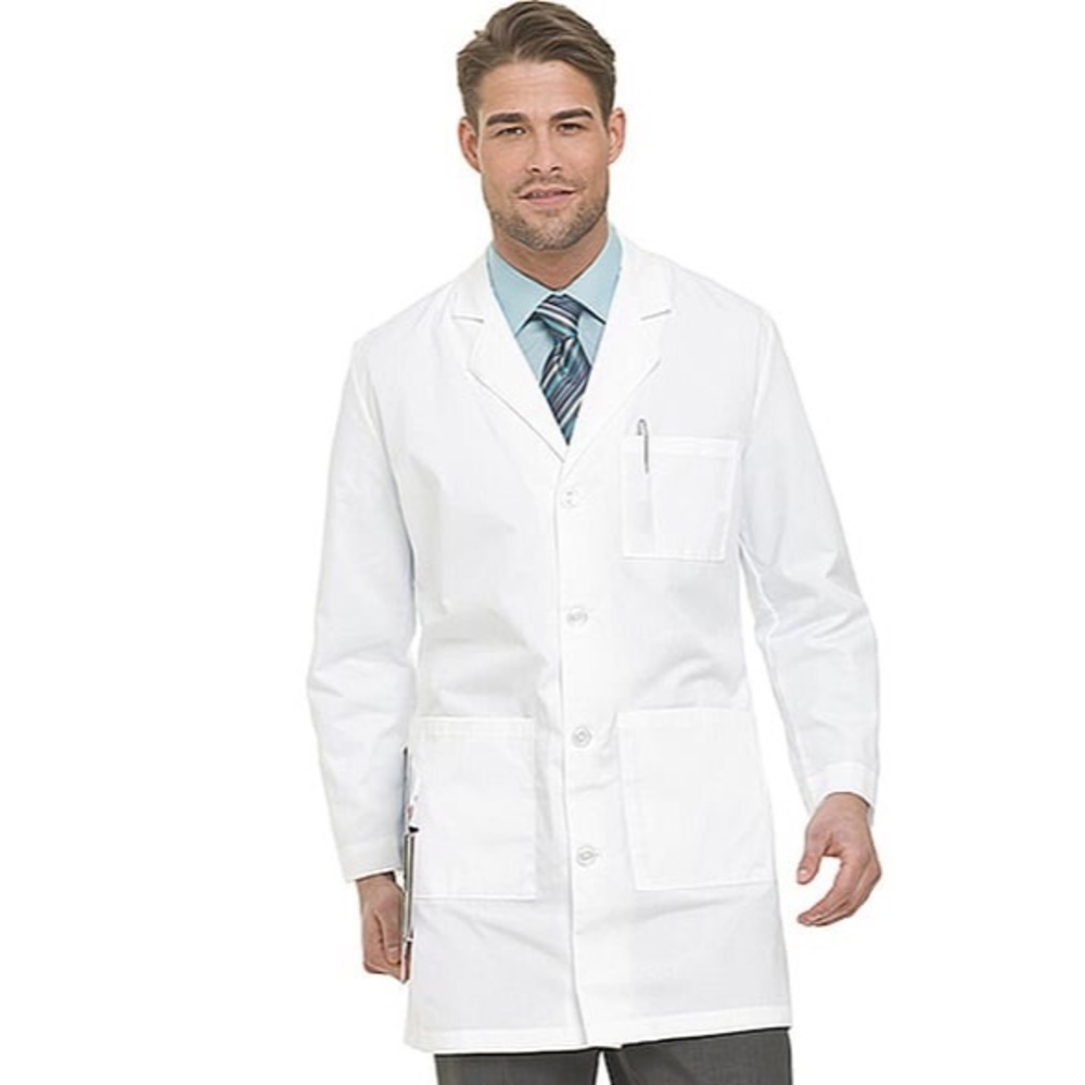 Men's Landau White 5-Pocket Twill 37" Lab Coat